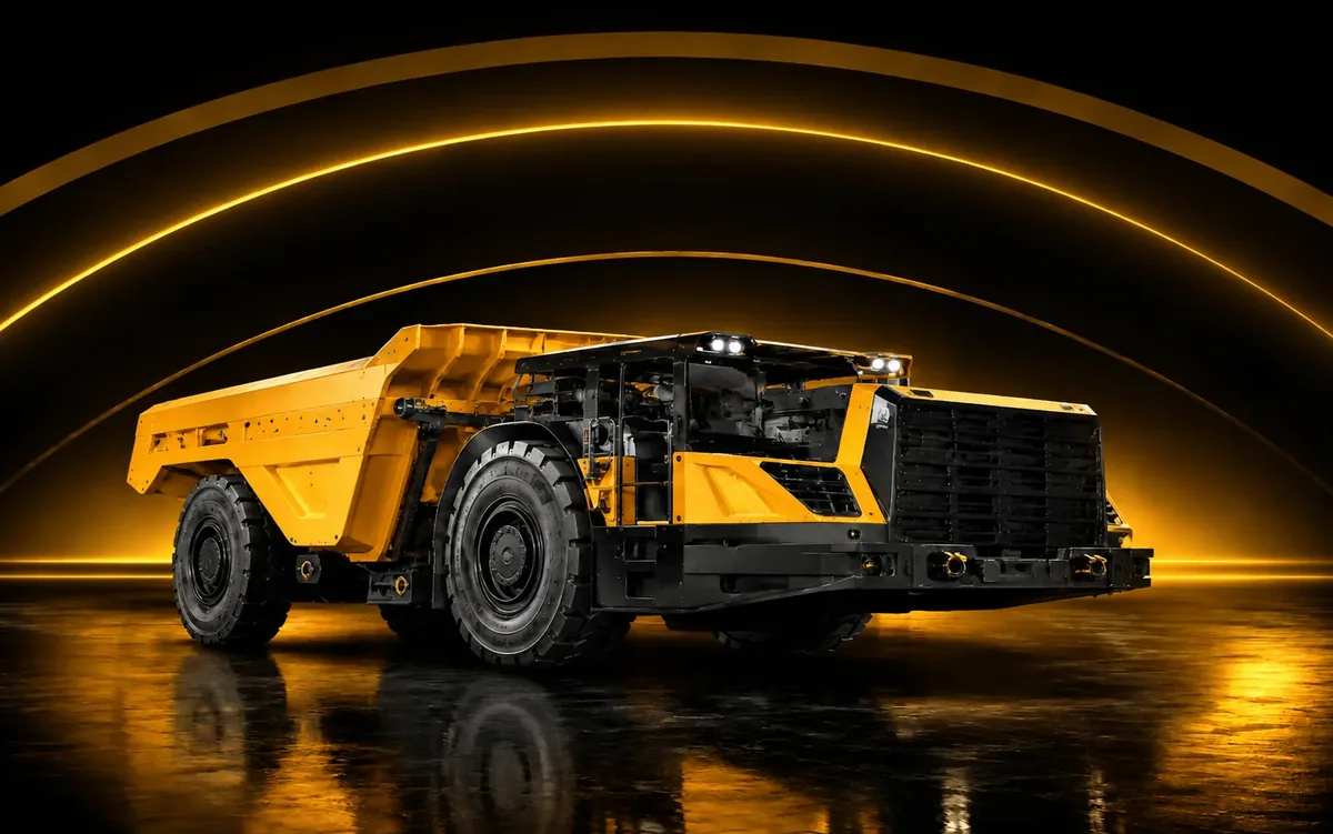 Caminhão articulado de baixo perfil para transporte em mineração subterrânea